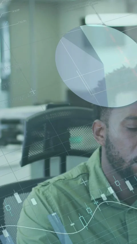 Animation of financial data processing over businessman using computer in office Stock Footage 343902069