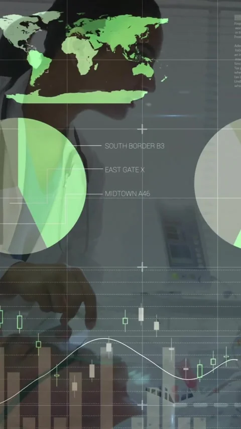 Animation of financial data processing over diverse doctors Stock Footage 343902660