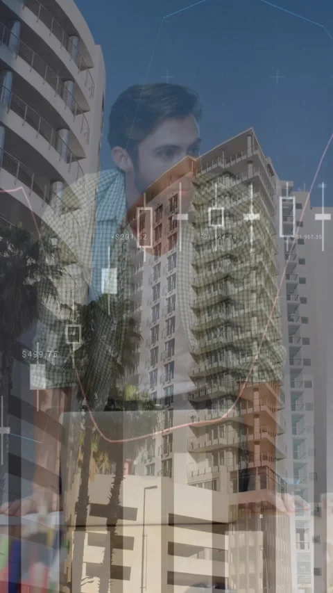 Animation of financial data processing over diverse business people using laptop Stock Footage 343919262