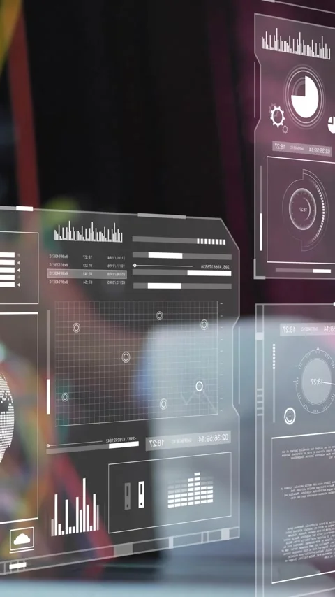 Animation of financial data processing over african american scientist in server Stock Footage 343919386