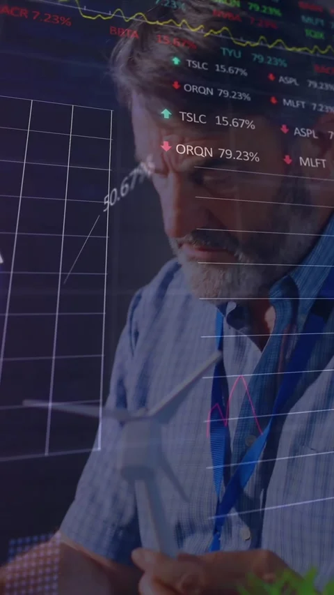 Animation of financial data processing over male engineer working in office Stock Footage 343919870