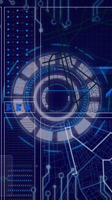 Animation of financial data processing over computer circuit board Stock Footage 343920219