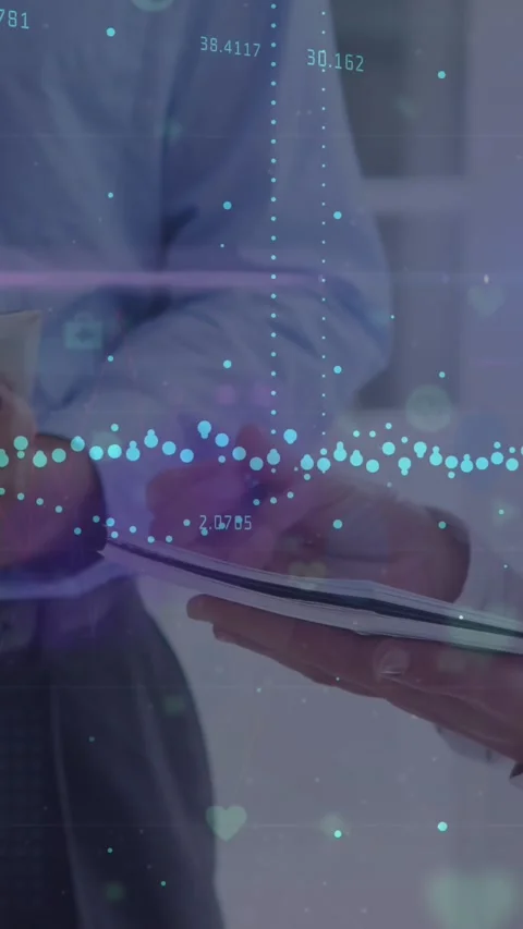 Animation of financial data processing over diverse business people using Stock Footage 343996217