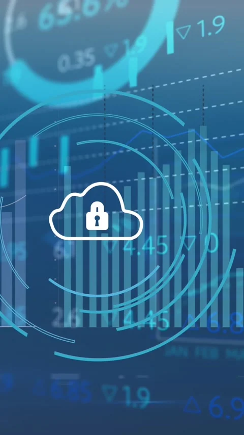 Animation of financial data processing over cloud and padlock icon Stock Footage 344244155