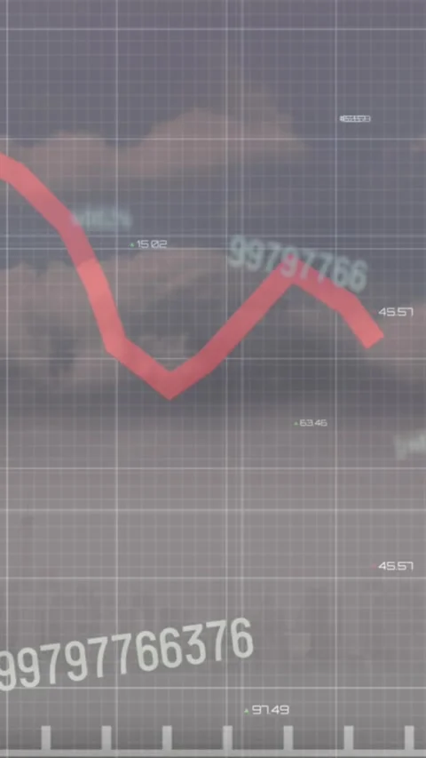 Animation of financial data processing over clouds Stock Footage 344369618