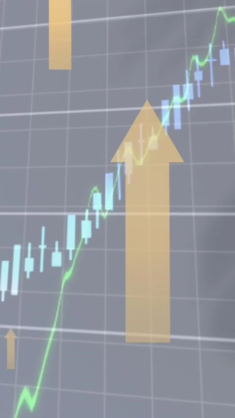 Animation of financial data processing over arrows and clouds Stock Footage 344369622
