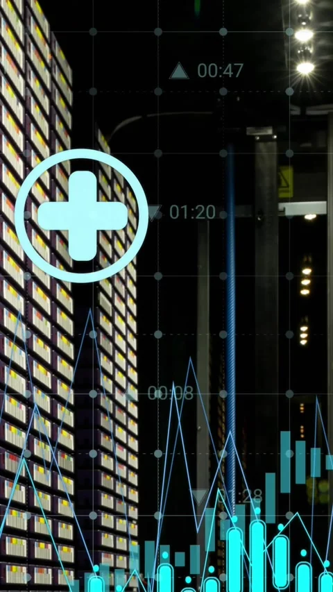 Animation of financial data processing over computer servers Stock Footage 344369661