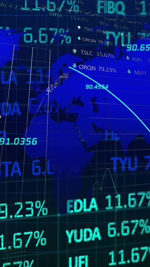 Animation of financial data processing over world map Vídeo Stock 344369937
