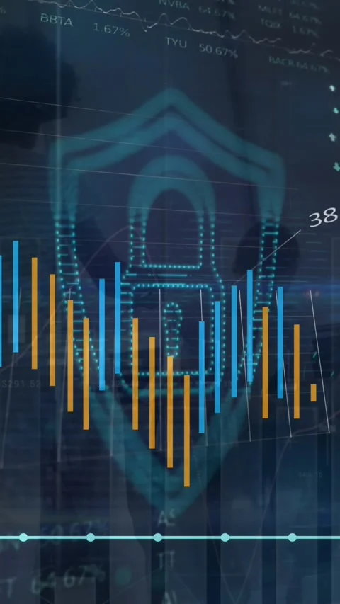 Animation of financial data processing over padlock icon Stock Footage 344525707