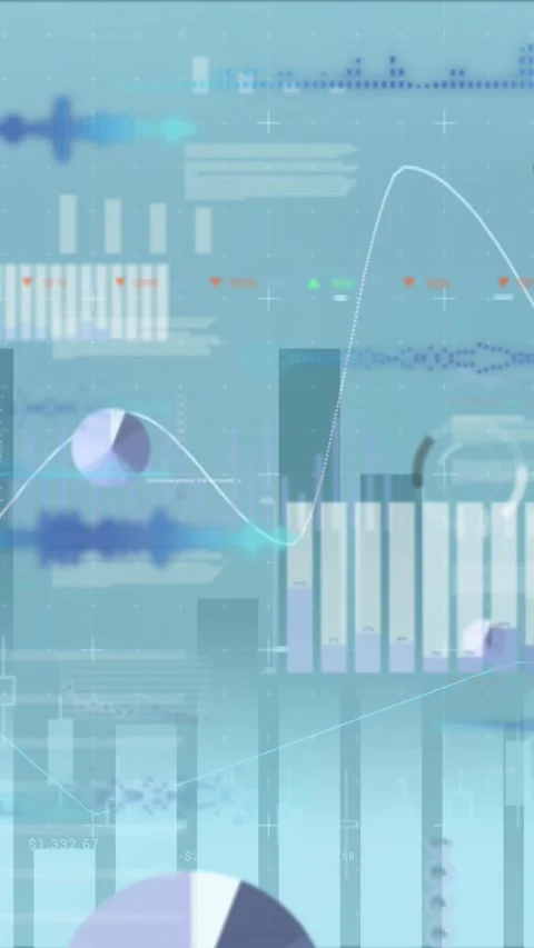 Animation of financial data processing over caucasian mathematics composite Video stock 344594503