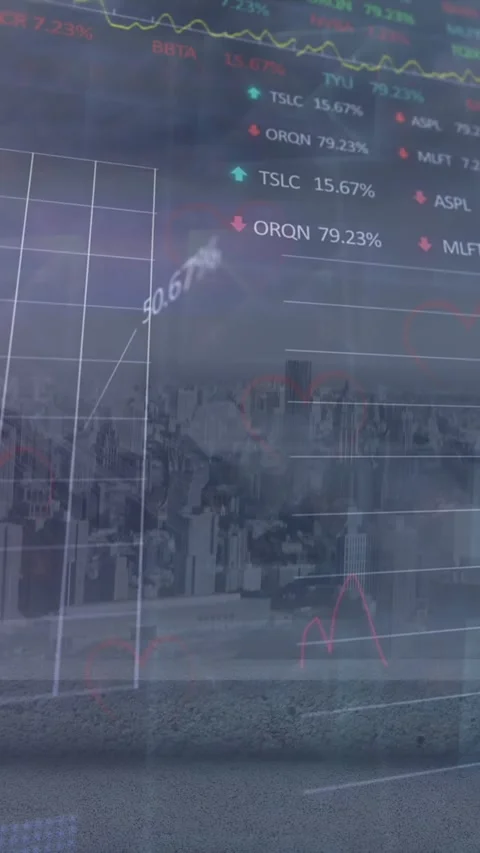 Animation of financial data processing over cityscape Vídeos de archivo 344595947