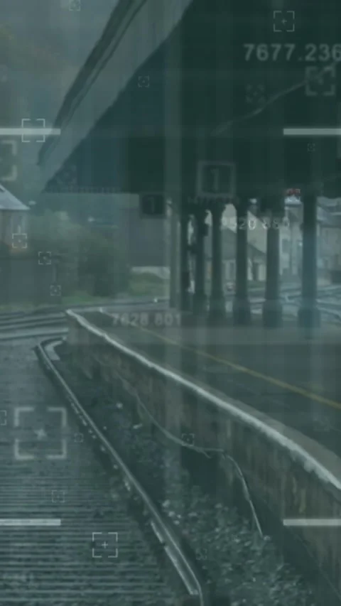 Animation of financial data processing over train platform Stock Footage 344614284