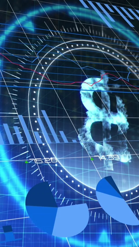Animation of financial data processing over scope scanning with dollar symbol on Stock Footage 344635765