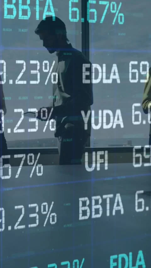 Animation of financial data processing over business people Stock Footage 344636000