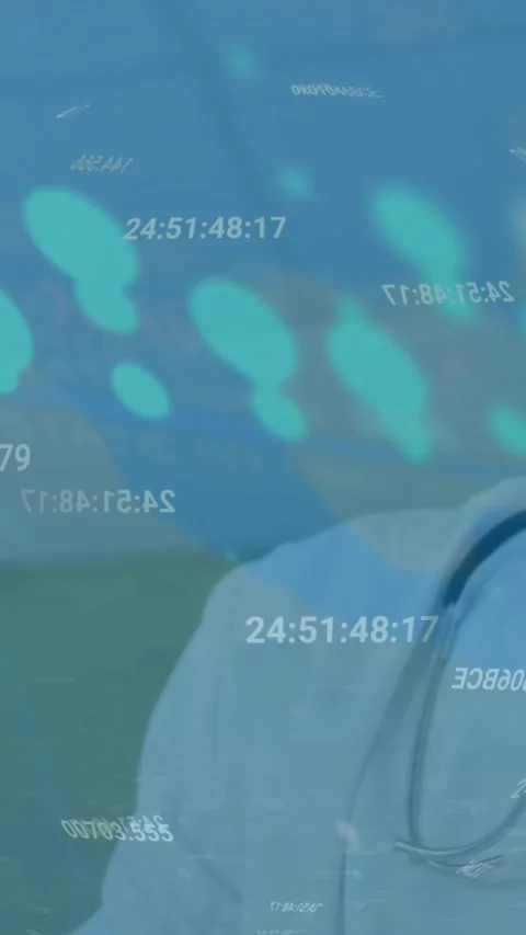 Animation of financial data processing over caucasian male doctor Stock Footage 344678243