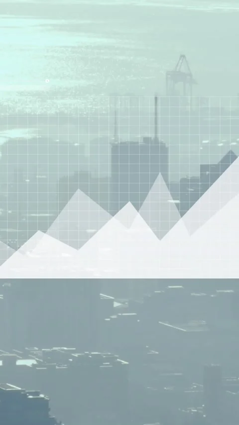 Animation of financial data processing over cityscape Stock Footage 344678596