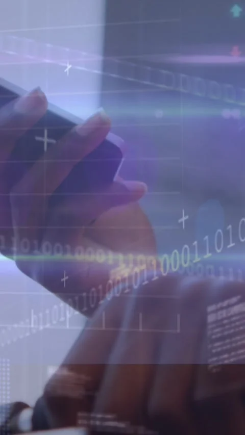 Animation of financial data processing over caucasian man using smartphone Stock Footage 344693823