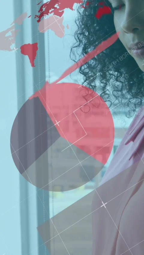 Animation of financial data processing over businesswoman in office Stock Footage 344693870