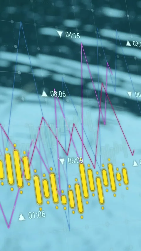 Animation of financial data processing over water Stock Footage 344706272
