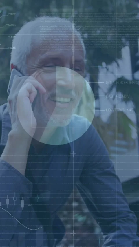 Animation of financial data processing over caucasian man using smartphone Stock Footage 344706684