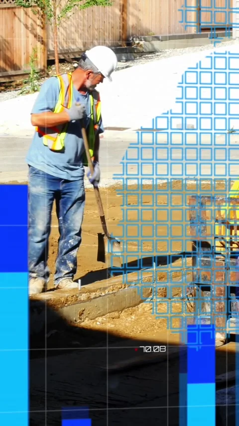Animation of financial data processing over male builder in construction site Stock Footage 344706704