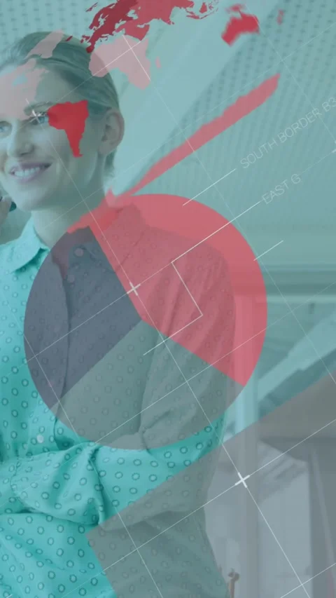 Animation of financial data processing over caucasian businessman in office Stock Footage 344723601