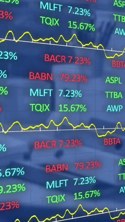 Animation of financial data processing over modern office Stock Footage 344745581