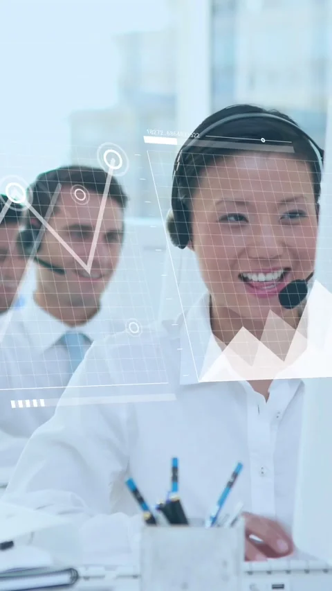 Animation of financial data processing over diverse business people Stock Footage 344745582