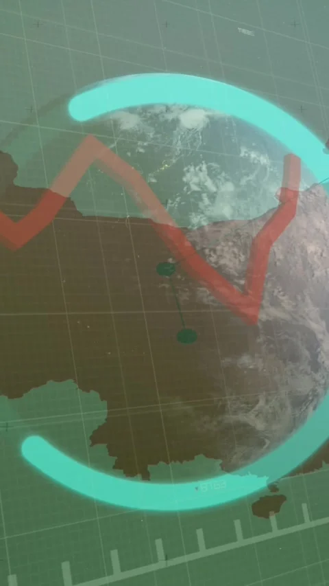 Animation of financial data processing over globe and map of china Stock Footage 344745691