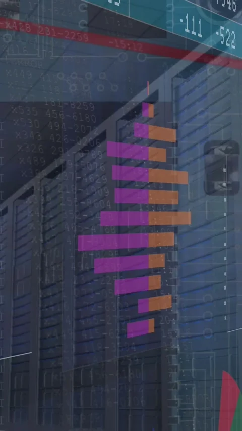 Animation of financial data processing over computer server Stock Footage 344745739