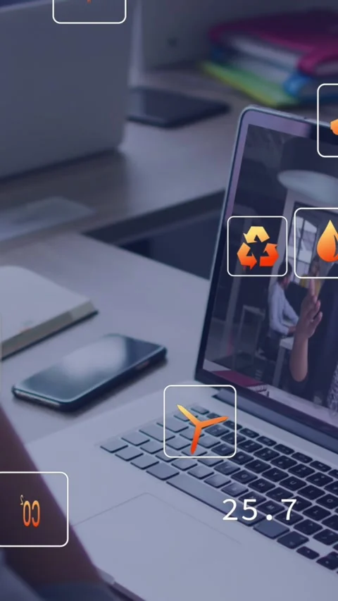Animation of financial data processing over caucasian woman using laptop on Stock Footage 344745847
