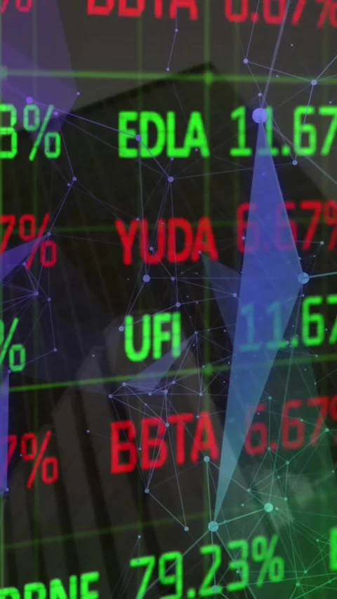 Animation of financial data processing over modern office buildings Stock Footage 344765580