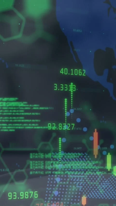 Animation of financial data processing over world map Stock Footage 344774420
