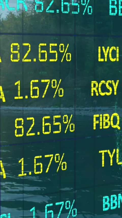 Animation of financial data processing over globe and river Stock Footage 344783476