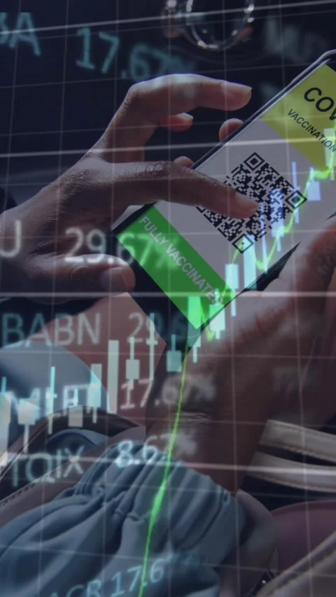 Animation of financial data processing over caucasian man using smartphone Stock Footage 344783579