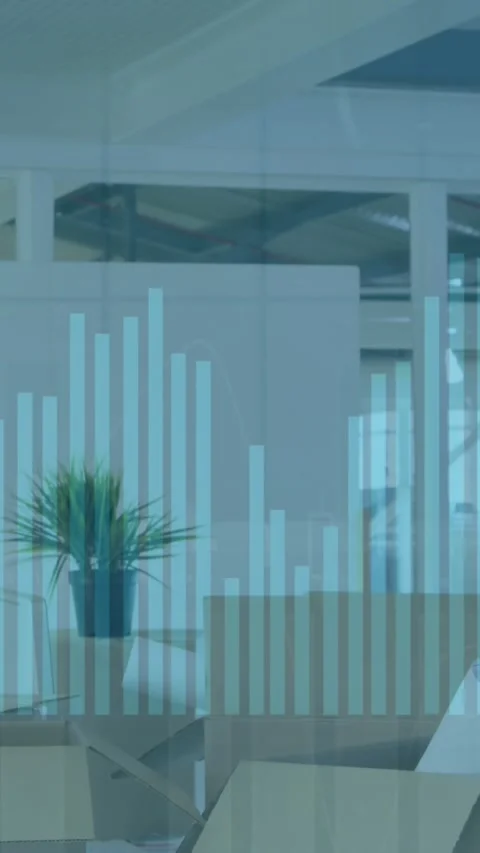 Animation of financial data processing over diverse business people in office Stock Footage 344783866