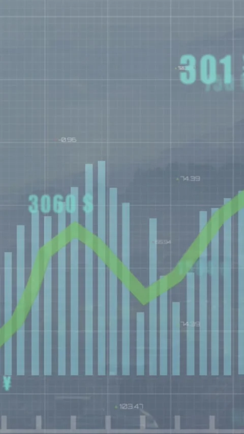 Animation of financial data processing over cityscape Stock Footage 344803076