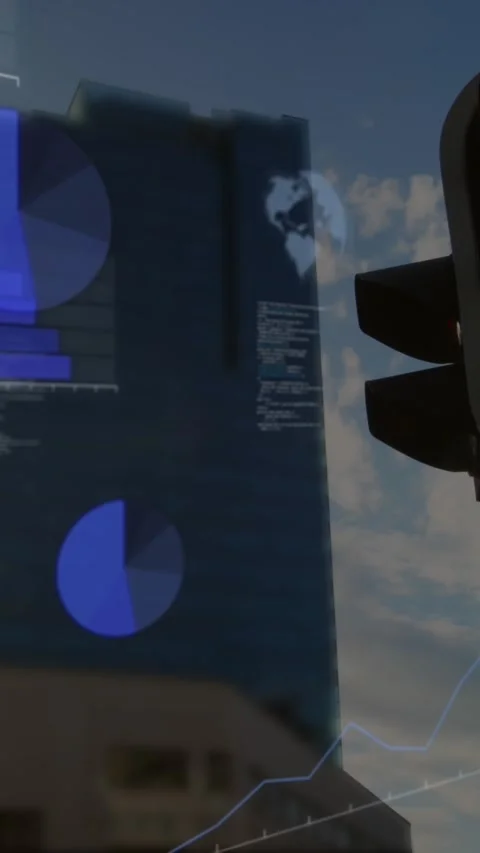 Animation of financial data processing over cityscape Stock Footage 344803111