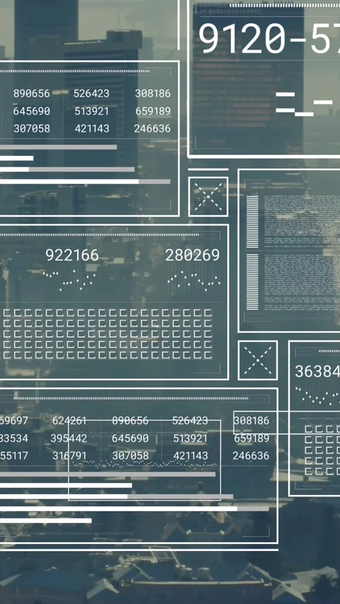 Animation of financial data processing over cityscape Stock Footage 344803140