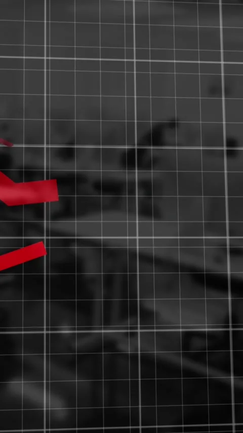 Animation of financial data processing with red lines over empty classroom Stock Footage 320158884