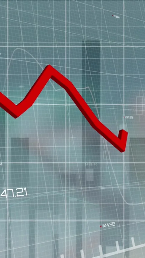 Animation of financial data processing with red lines over casino cards and Stock Footage 344614032