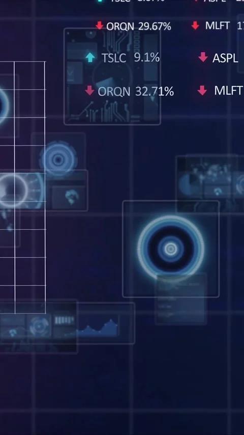 Animation of financial data processing with scope scanning on black background Stock Footage 343720673