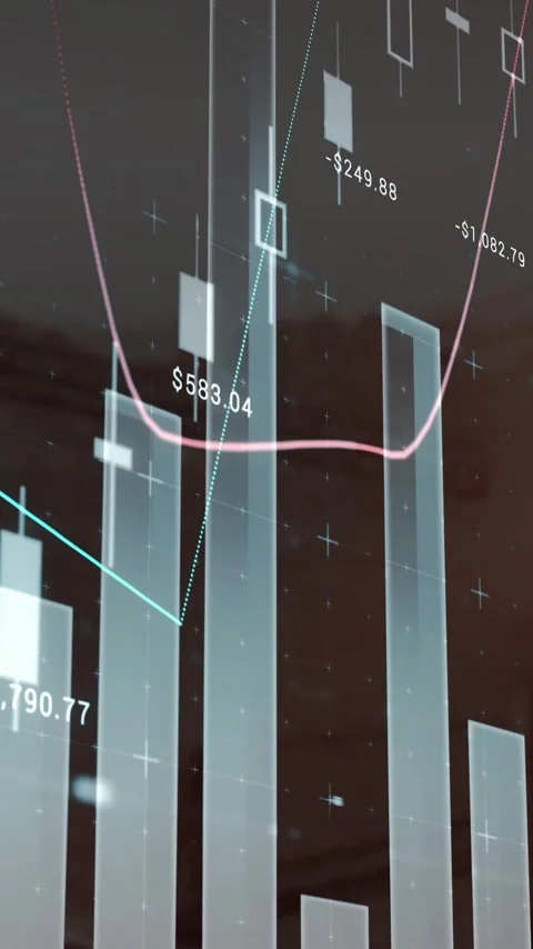 Animation of financial graphs and data charts showing market trends in school Stock Footage 319811237