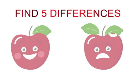 Animation find 5 differences with apples Stock Footage 205083473