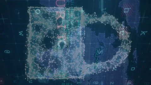 Animation of fingerprint bionic security system over blue landscape with diverse 스톡 동영상 313394793