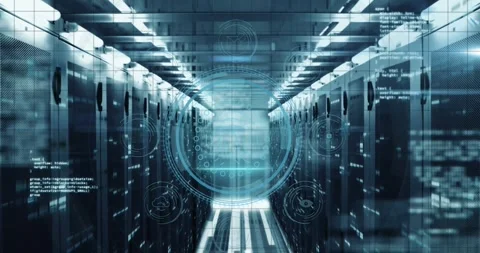 Animation of fingerprint, data security text, icons and computer language over Stock Footage 328087712