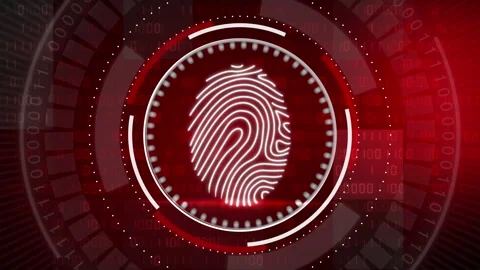 Animation of fingerprint scanner. Motion digital elements and 3D graphics Stock Footage 242721100