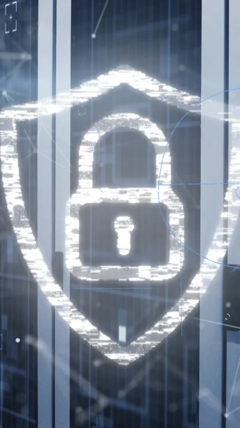 Animation of fingerprints, padlock, mathematical equation, diagrams, connected Stock Footage 344745991