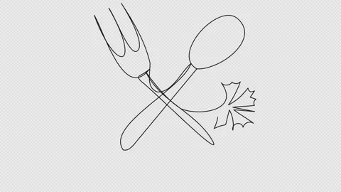 Animation of the finished feast drawn in one line Stock Footage 156419428
