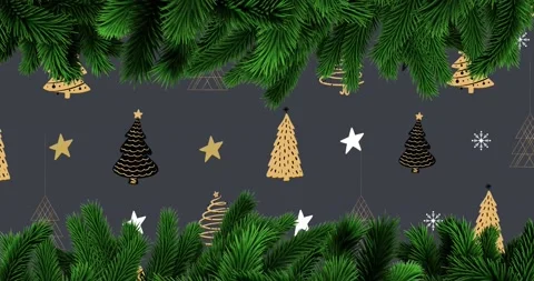 Animation of fir tree branches over christmas tree pattern Stock Footage 161459051